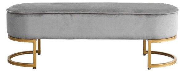 Ülőkés tároló pad, bársony arany fém lábakkal 100x43 cm, szürke - NORDSEE
