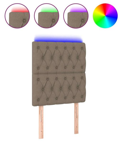 Tópszínű szövet led-es fejtámla 80x7x118/128 cm