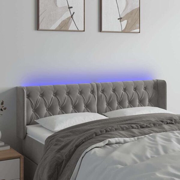 Bársony LED Fejtámla - Világosszürke - 147cm