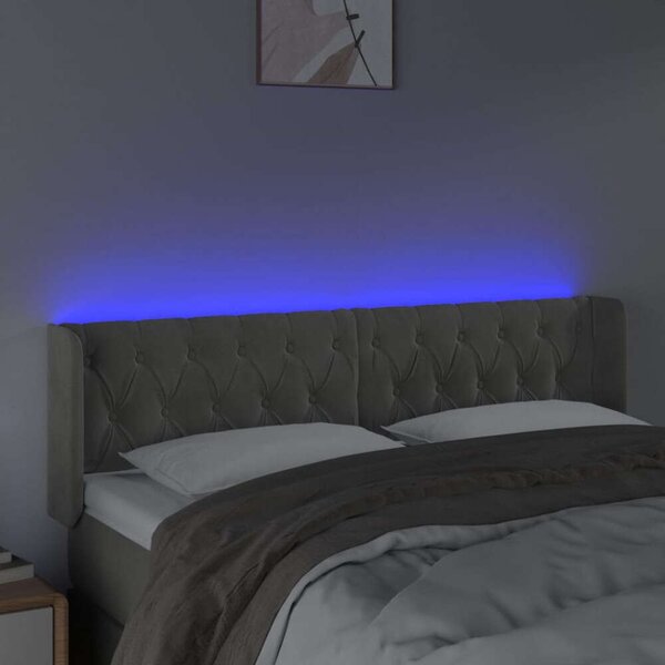 Bársony LED Fejtámla - Világosszürke - 147cm