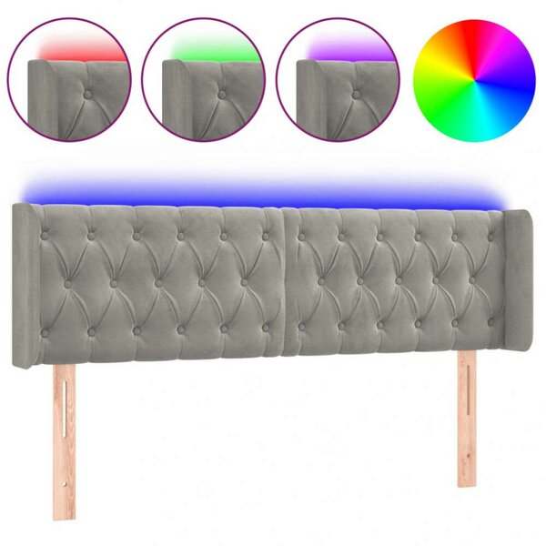 Bársony LED Fejtámla - Világosszürke - 147cm