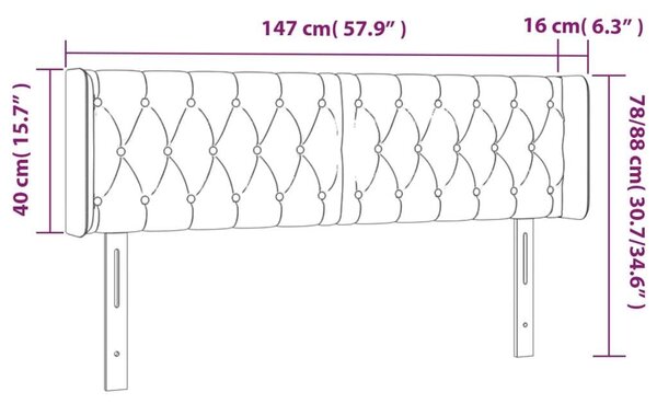 Bársony LED Fejtámla - Világosszürke - 147cm