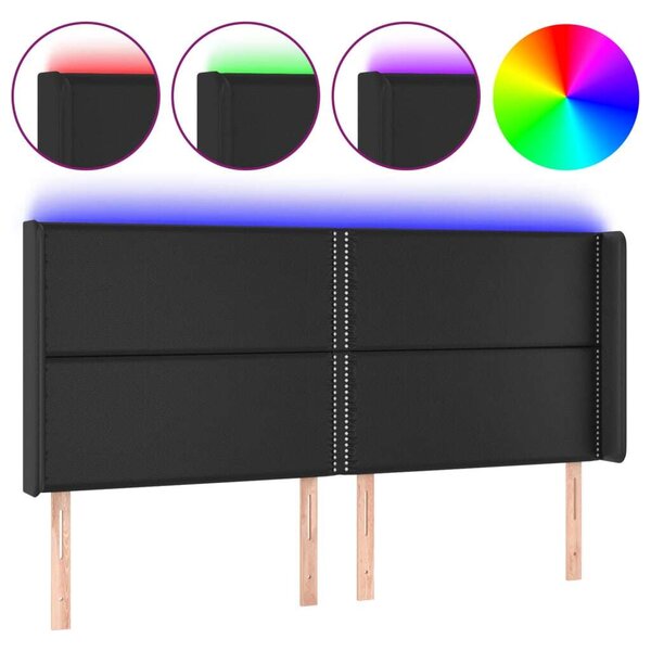 LED Fejtámla - Fekete Műbőr - 183x16x118/128cm