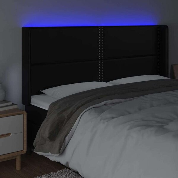 LED Fejtámla - Fekete Műbőr - 183x16x118/128cm
