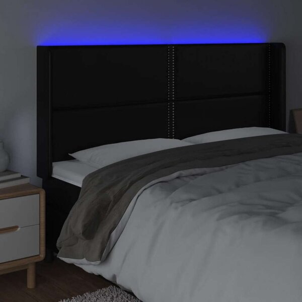 LED Fejtámla - Fekete Műbőr - 183x16x118/128cm