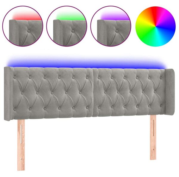 Bársony LED Fejtámla - Világosszürke - 147cm