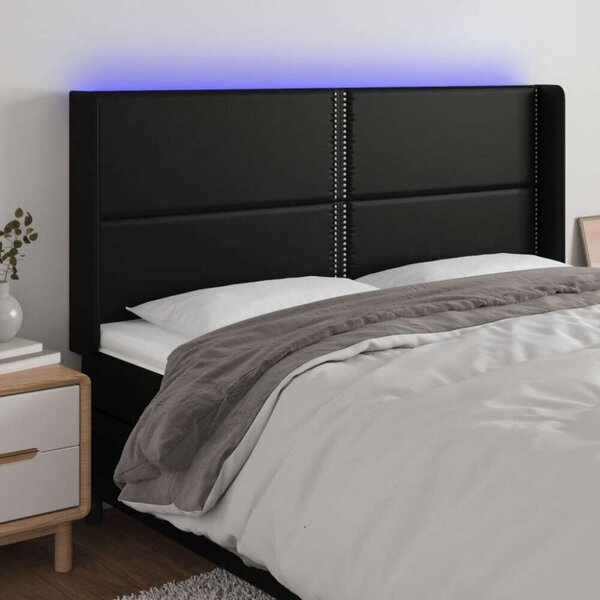 LED Fejtámla - Fekete Műbőr - 183x16x118/128cm