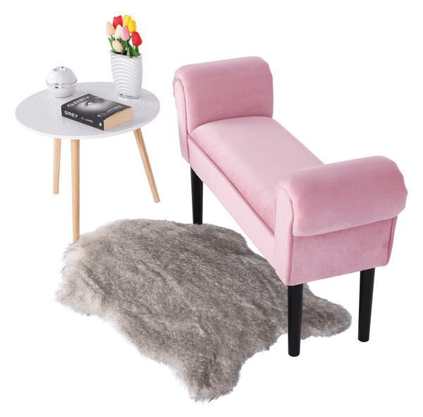KONDELA Lóca, Velvet szövet, vén rózsaszín/fekete, BURDA