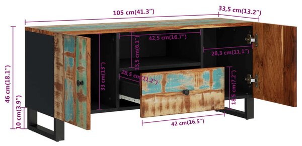 VidaXL Rusztikus TV-szekrény - Újrahasznosított Fa - 105x33,5x46 cm