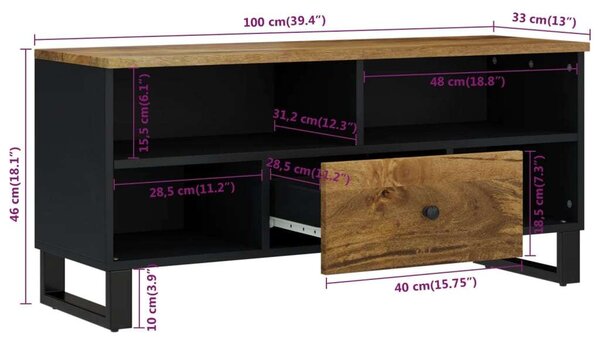 VidaXL Mangófa TV-szekrény - 100x33x46 cm