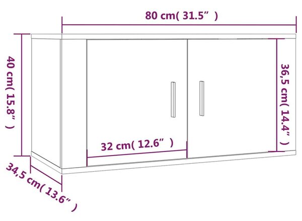 VidaXL Falra Szerelhető TV Szekrény - Füstös Tölgy - 80x34,5x40 cm (3 db)