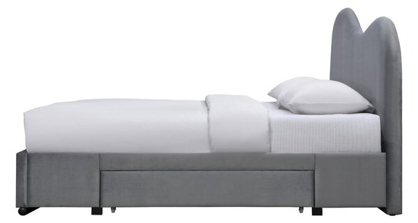 Ágy fiókos ágyneműtartóval, 160 cm, szürke - SAFRAN