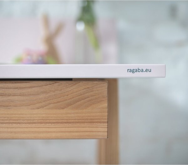 Luka szürke íróasztal kőrisfa lábakkal, hossz 85 cm - Ragaba