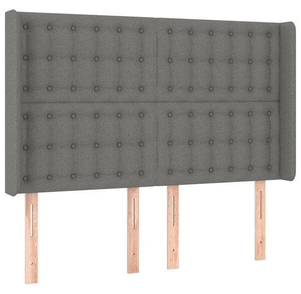 Sötétszürke szövet fejtámla szárnyakkal 147x16x118/128 cm