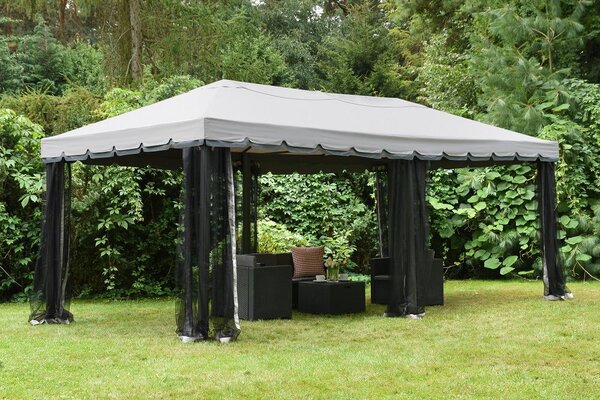 Valencia Garden Point 3x6 m-es szürke szúnyoghálókkal felszerelt kerti pavilon