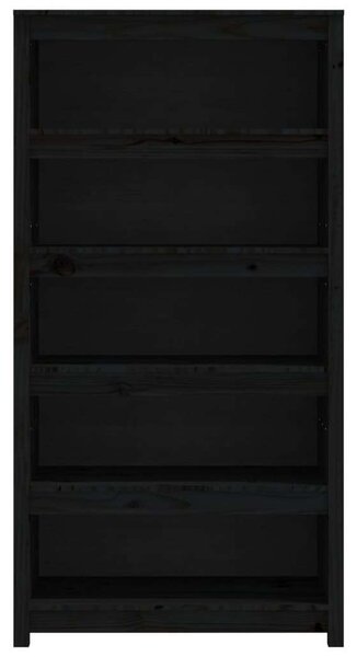 Fenyőfa Könyvespolc - Fekete - 80x35x154 cm
