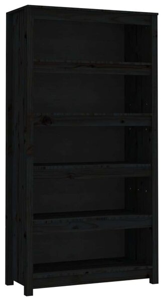 Fenyőfa Könyvespolc - Fekete - 80x35x154 cm