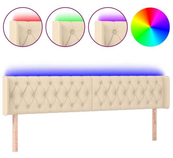 Krémszínű szövet led-es fejtámla 203 x 16 x 78/88 cm