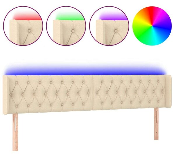 Krémszínű szövet led-es fejtámla 203 x 16 x 78/88 cm