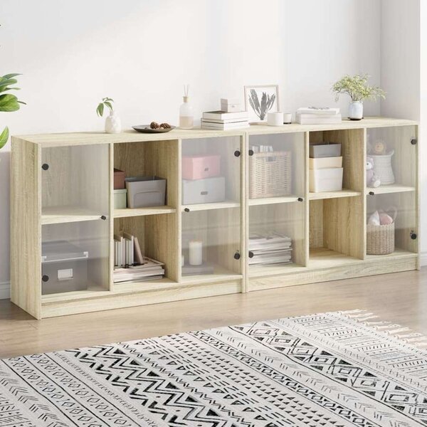 VidaXL Fa Könyvespolc - 12 Rekesz - 204x37x75 cm