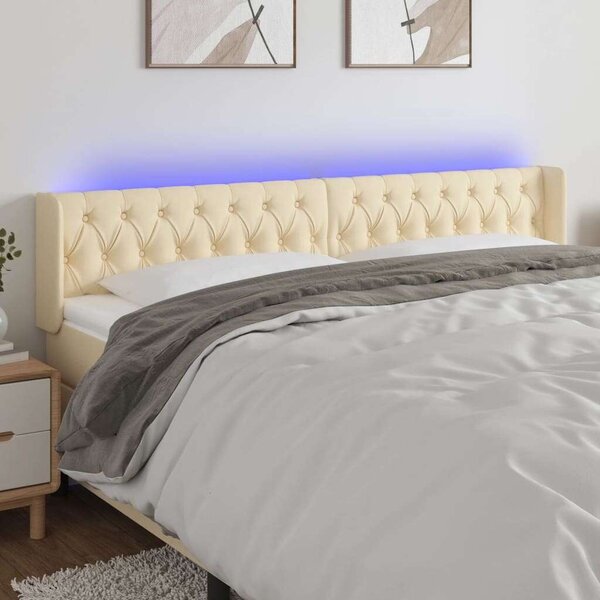 Krémszínű szövet led-es fejtámla 203 x 16 x 78/88 cm