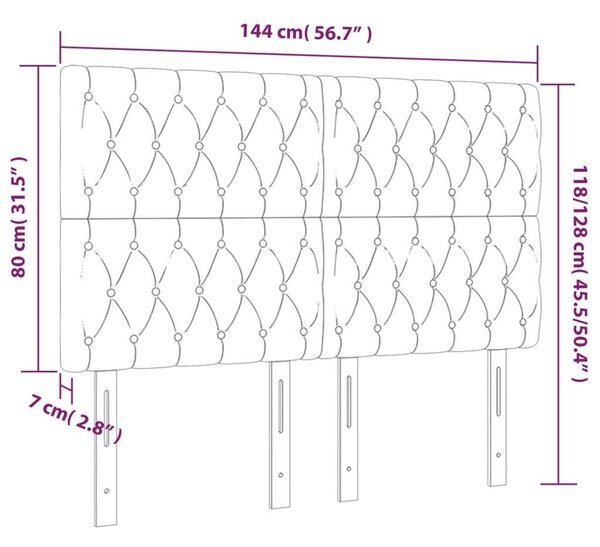 Tópszínű szövet led-es fejtámla 144x7x118/128 cm