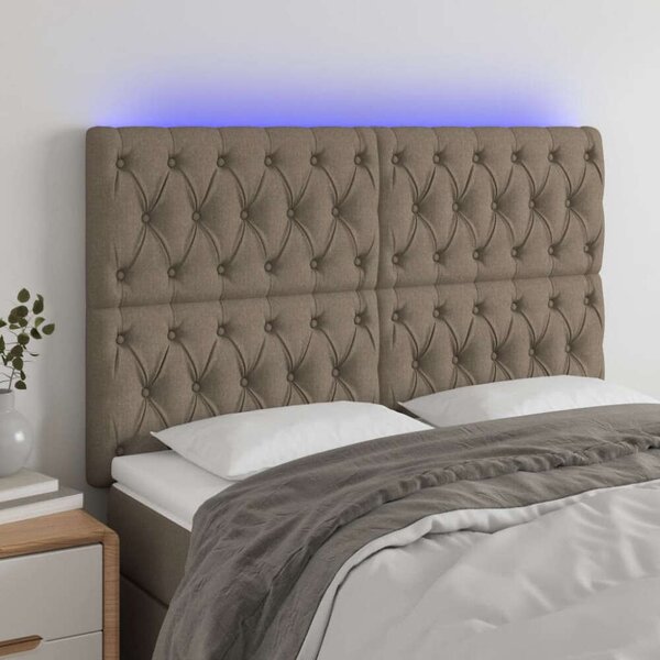 Tópszínű szövet led-es fejtámla 144x7x118/128 cm