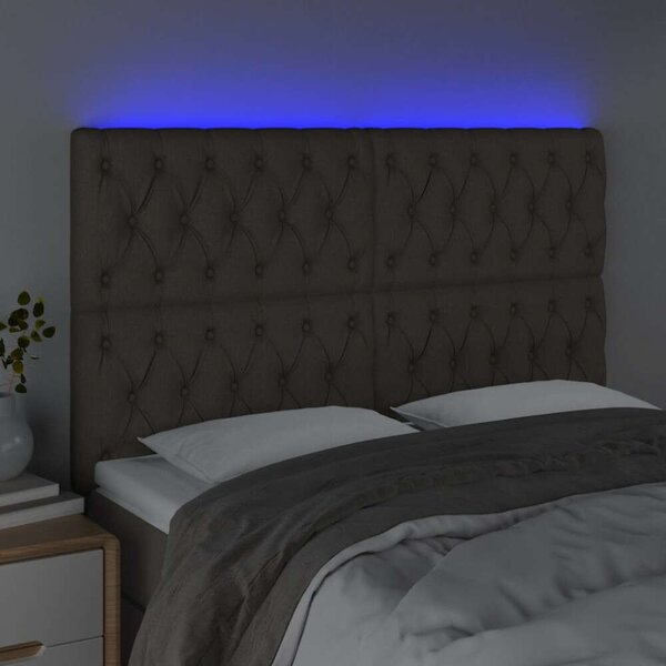 Tópszínű szövet led-es fejtámla 144x7x118/128 cm