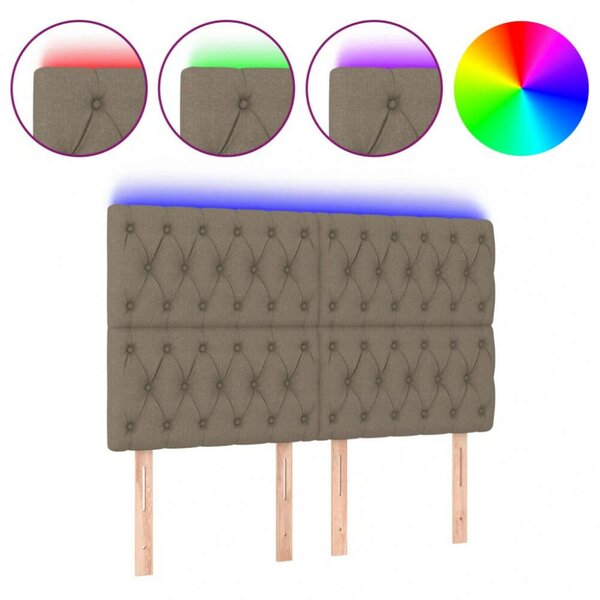 Tópszínű szövet led-es fejtámla 144x7x118/128 cm