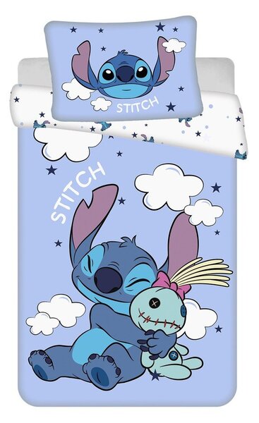 Kék pamut gyerek ágyneműhuzat babaágyhoz 100x135 cm Lilo & Stitch "Clouds" – Jerry Fabrics