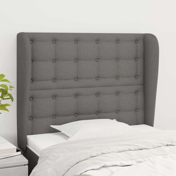 VIDAXL Szárnyas Ágyfejtámla - Sötétszürke Szövet - 103x23x118/128cm
