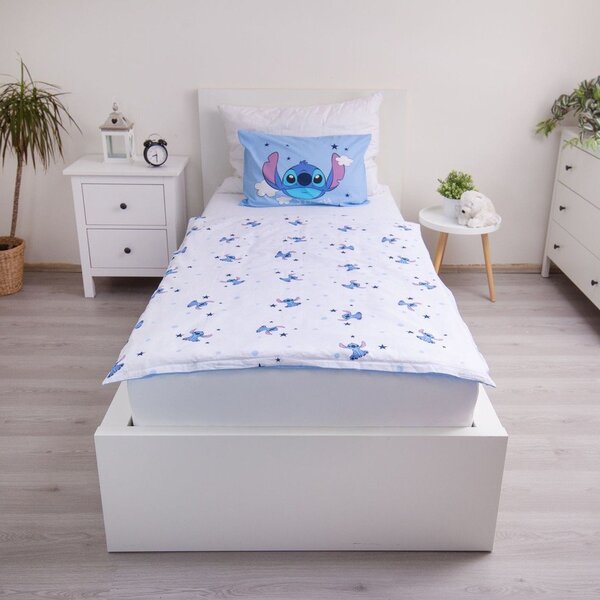Kék pamut gyerek ágyneműhuzat babaágyhoz 100x135 cm Lilo & Stitch "Clouds" – Jerry Fabrics