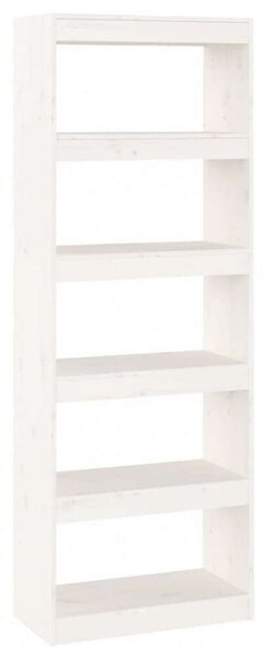 VIDAXL Fehér Fenyőfa Könyvespolc/Térelválasztó - 60x30x167,5 cm