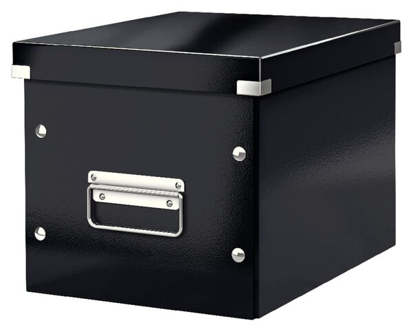 Fekete fedeles karton tárolódoboz 26x26x24 cm Click&Store – Leitz