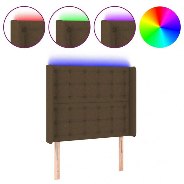 Sötétbarna szövet led-es fejtámla 103x16x118/128 cm