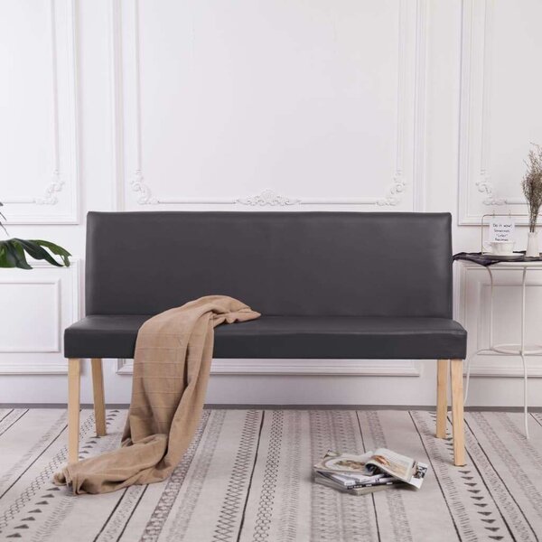 VidaXL Szürke Műbőr Pad - 140 cm
