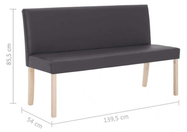 VidaXL Szürke Műbőr Pad - 140 cm
