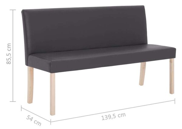 VidaXL Szürke Műbőr Pad - 140 cm