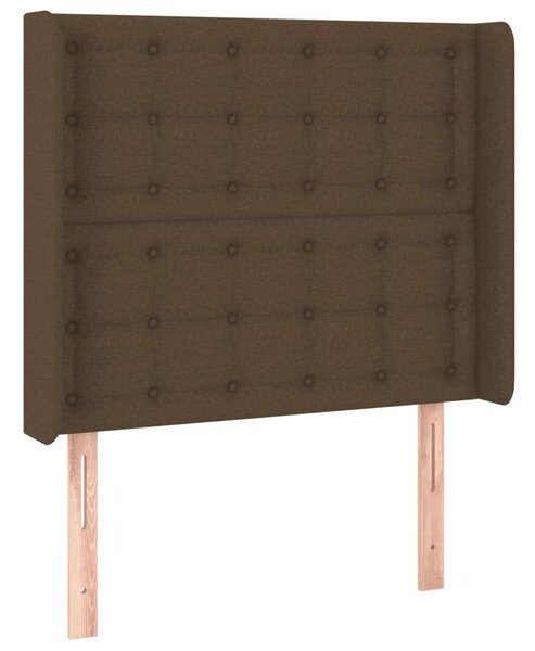 Sötétbarna szövet led-es fejtámla 103x16x118/128 cm