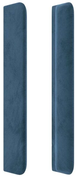 Sötétkék bársony fejtámla szárnyakkal 203x23x118/128 cm