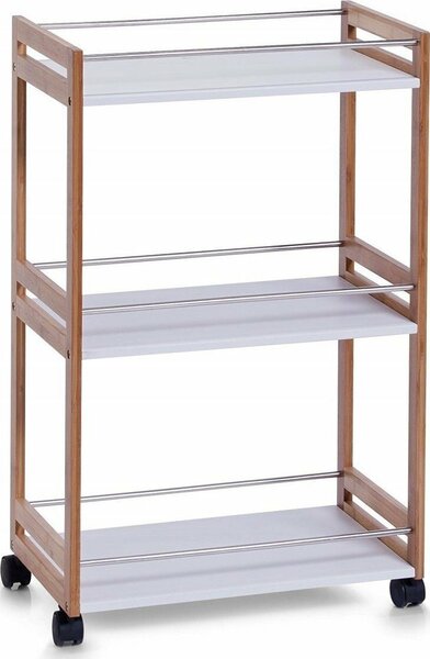 Zeller fürdőszoba bútor polc, MDF/bambusz/fém, 51x30x81 cm, fehér/barna