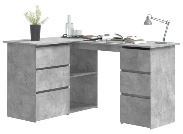 Sarokíróasztal - Beton Szürke - 145x100x76 cm