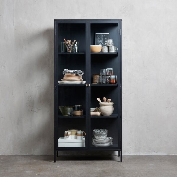 Fekete fém tálalószekrény 90x190 cm Carmel – Unique Furniture