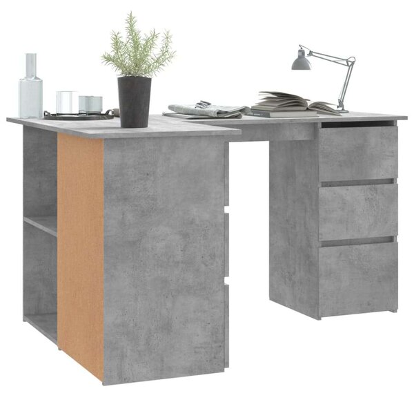 Sarokíróasztal - Beton Szürke - 145x100x76 cm