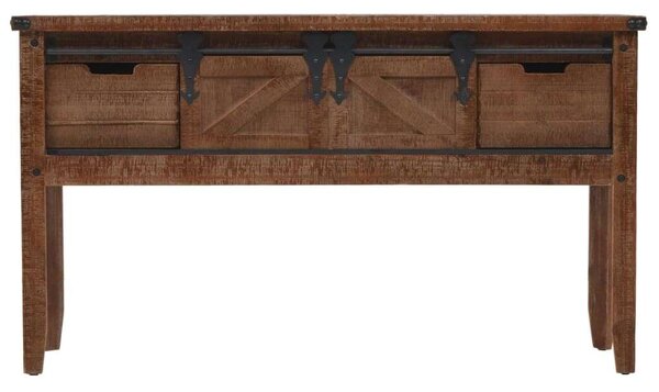 Rusztikus Fenyő Konzolasztal - 2 Fiókkal és 2 Rekeszzel - 131x35,5x75 cm