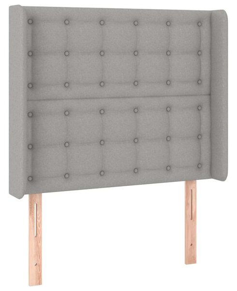 LED-es Ágyfejtámla - Világosszürke Szövet - 83x16x118/128cm