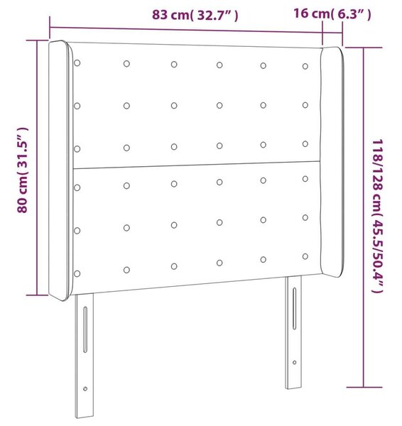 LED-es Ágyfejtámla - Világosszürke Szövet - 83x16x118/128cm