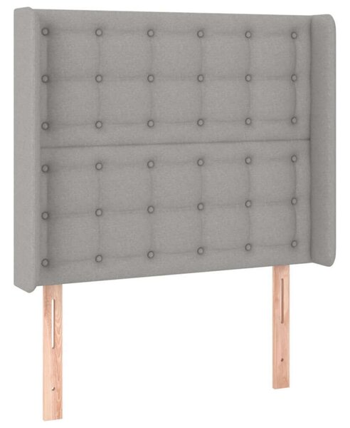 LED-es Ágyfejtámla - Világosszürke Szövet - 83x16x118/128cm