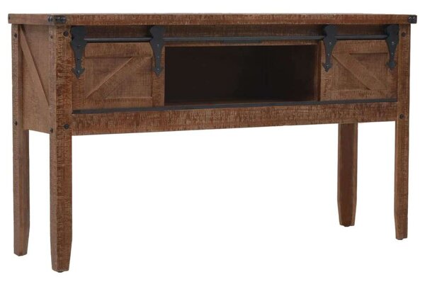 Rusztikus Fenyő Konzolasztal - 2 Fiókkal és 2 Rekeszzel - 131x35,5x75 cm