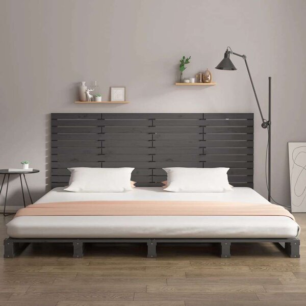 VIDAXL - Fali Fejtámla - Tömör Fenyőfa - Szürke - 206x91,5 cm